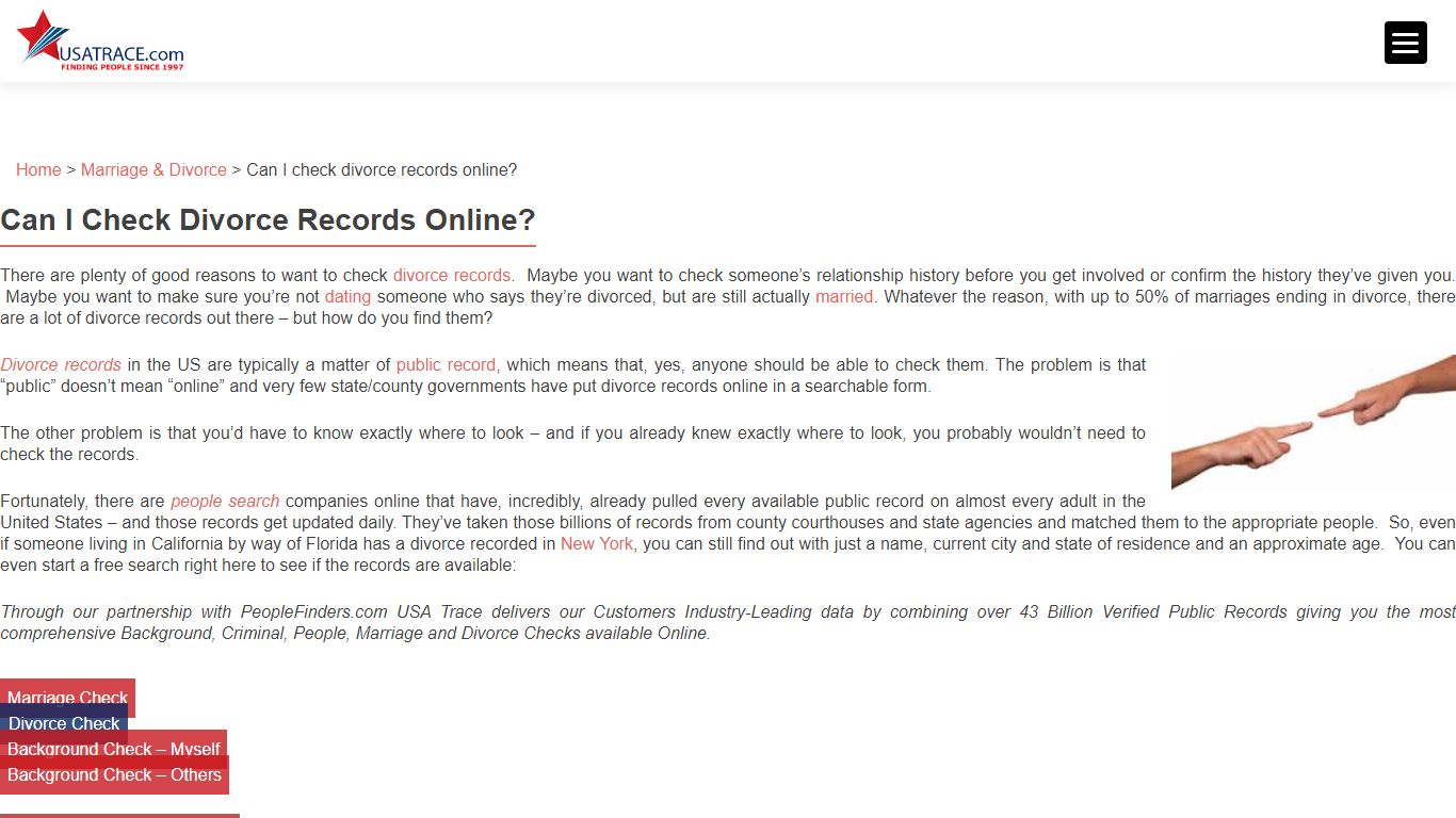 Can I Check Divorce Records Online? | USATrace.com
